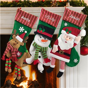 Striped 3D Character Kids Christmas Stocking