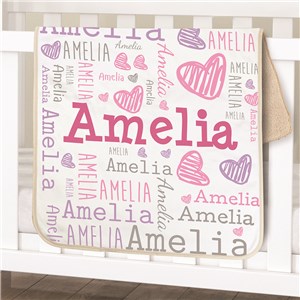 Personalized Word-Art Baby Sherpa Blanket for Nursery