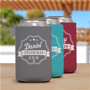 Personalized Groomsmen Can Cooler | Personalized Wedding Can Cooler