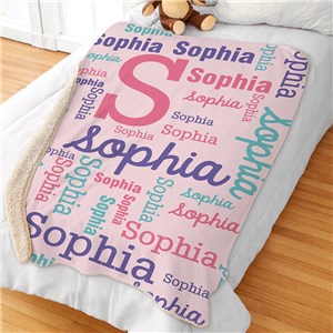 Pink Word-Art Sherpa | Personalized Baby Gifts