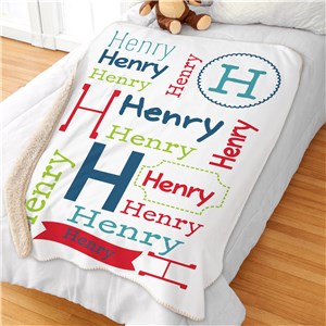 Personalized Repeating Kids' Name Sherpa Blanket