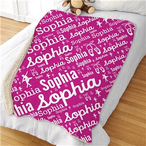 Personalized Girl Word-Art Sherpa Blanket | Personalized Kids Blankets