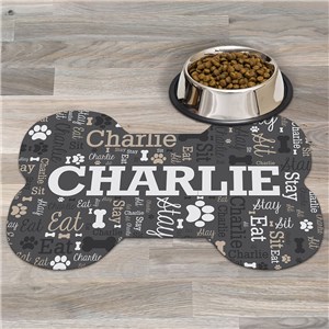 Personalized Word-Art Dog Bone Shaped Mat