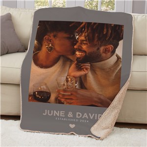 Personalized Couples Photo Sherpa Blanket | Valentines Photo Blanket