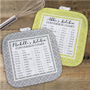 Personalized Measurement Conversion Chart Pot Holder | Personalized Pot Holders