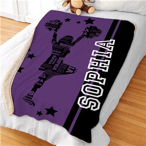 Personalized Girls Sports Word-Art Sherpa Blanket