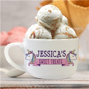 Personalized Unicorn Sweet Treats Bowl with Handle U1415823T