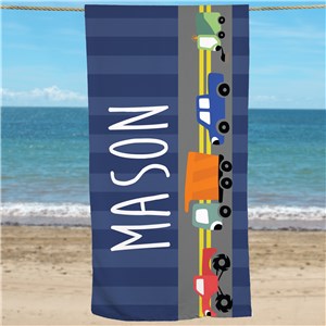 Boys Truck Beach Towel | Personalized Kids Towels