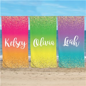 Personalized Gradient And Glitter Beach Towel U1458733