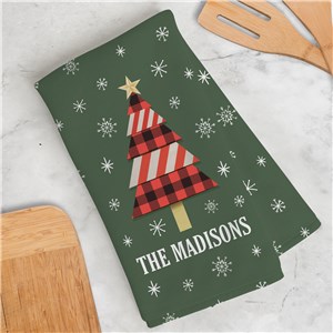 Personalized Christmas Tree Kitchen Dish Towel U14918126