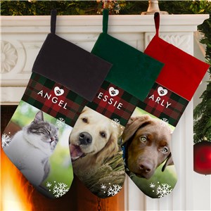 Personalized Plaid Pet Photo Stocking U1712884X