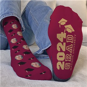 Personalized Graduation Diploma Cap and Photo Crew Socks