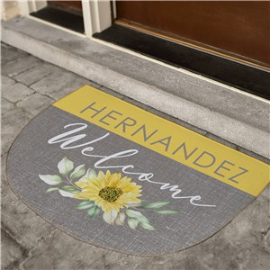 Pesonalized Sunflower Welcome Half Round Doormat