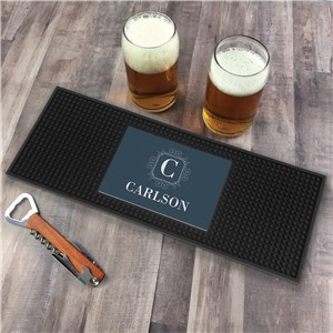 Personalized Family Name and Initial Bar Mat