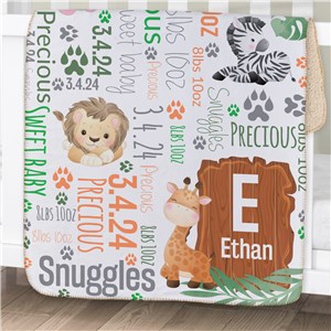 Personalized Safari Word Art Baby Sherpa Blanket