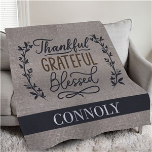 Personalized Thankful Grateful Blessed Sweatshirt Blanket