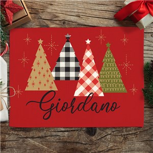 Personalized Christmas Tree Pattern Linen Placemat U22975179