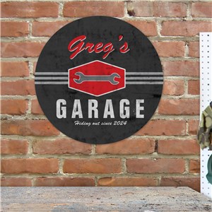 My Garage Personalized Round Wall Sign | Mancave Gifts