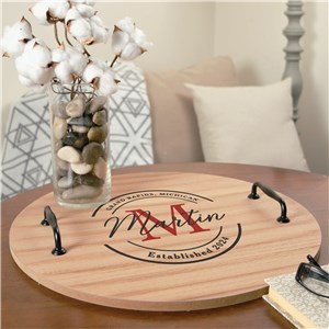 Personalized City State And Family Name Round Tray