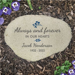 Personalized Always And Forever In Our Hearts Flat Garden Stone UV1492715X