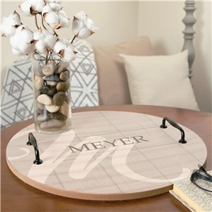 Personalized Family Name And Initial Round Tray 