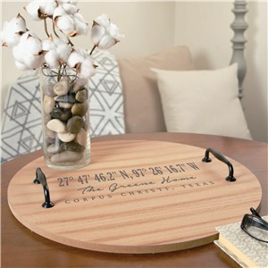 Personalized Coordinates Round Tray UV1568530