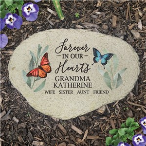  Flowers and Butterflies Forever In Our Hearts Flat Garden Stone