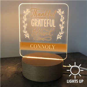 Personalized Thankful Grateful Blessed Square LED Light Up Sign