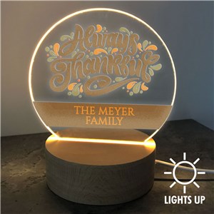 Personalized Always Thankful Round Light Up Sign