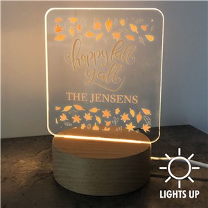 Personalized Happy Fall Y'all Square Light Up LED Sign