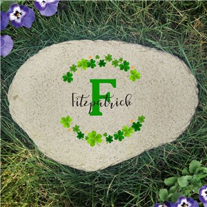 Name & Initial Custom Shamrocks Flat Garden Stone