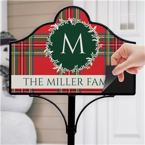 Personalized Tartan Plaid Initial Magnetic Garden Sign | Personalized Garden Sign